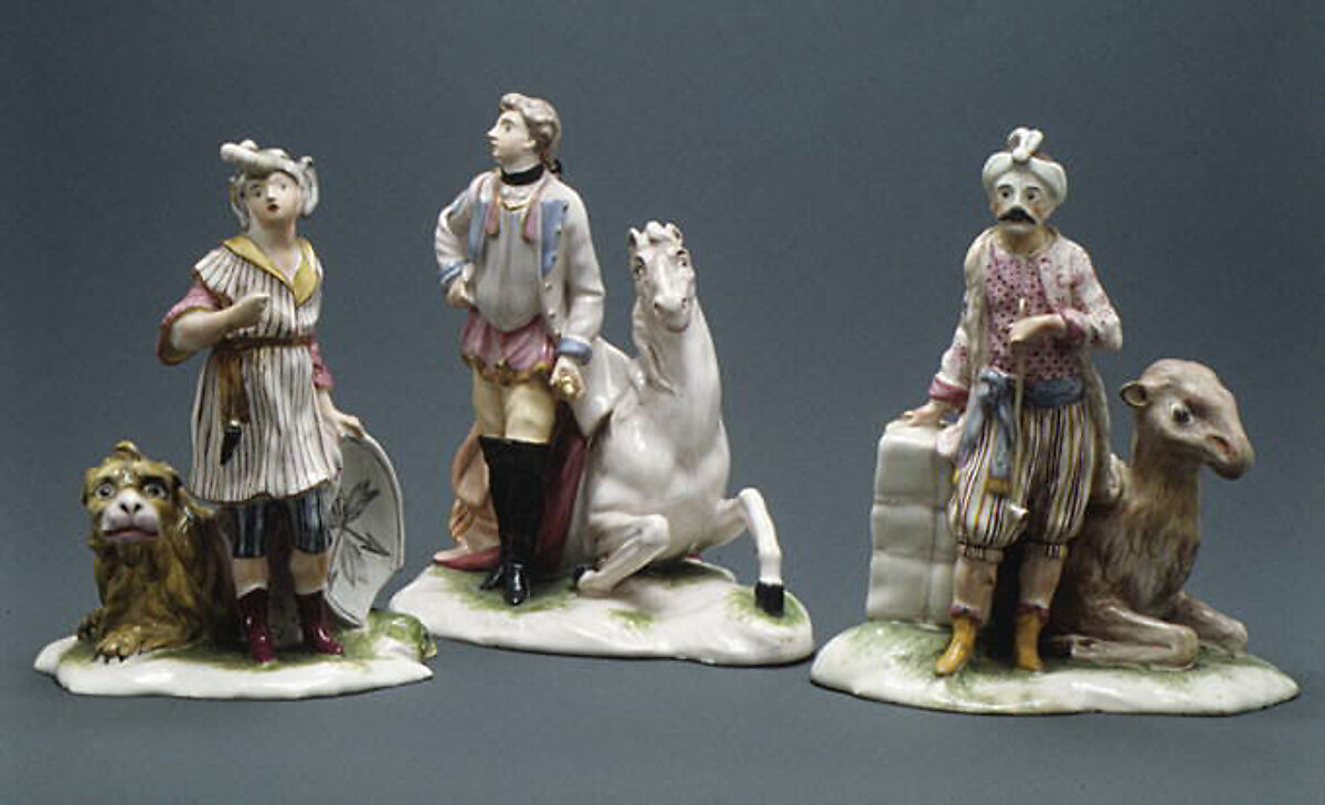 Young soldier and horse (representing Europe) (part of a set), Faience (tin-glazed earthenware), probably French, Niderviller
