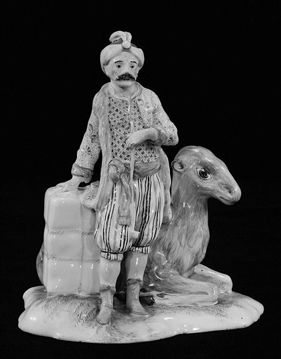 Turk and camel (representing Asia) (part of a set), Faience (tin-glazed earthenware), probably French, Niderviller 