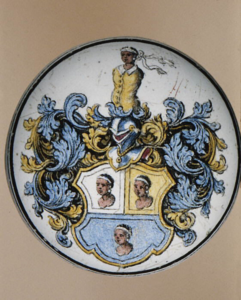 Cane handle, Painted enamel on copper, probably German, Rhenish