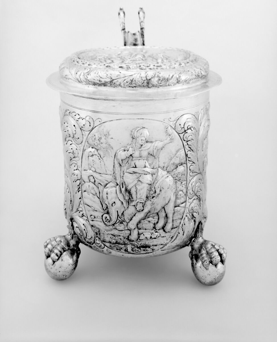 Tankard, Hans Nicolaus Müllner (German, active 1644–88), Silver, partly gilded, German, Nuremberg