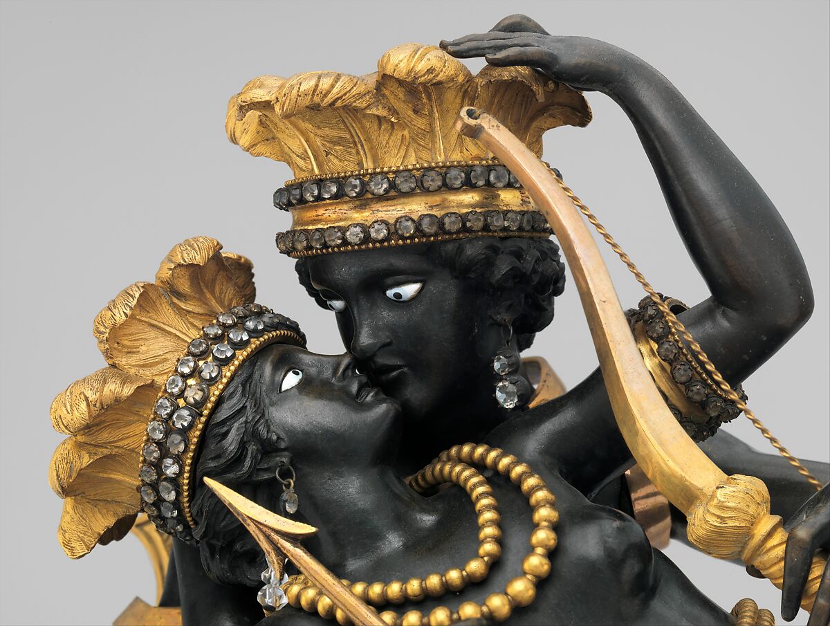 Clock, Clockmaker: Laurent Ridel (French, active 1789), Case: partly patinated and partly gilded bronze, gilded brass, and paste jewels; Dial: white enamel with gilded brass and steel hands; Movement: brass and steel, French, Paris