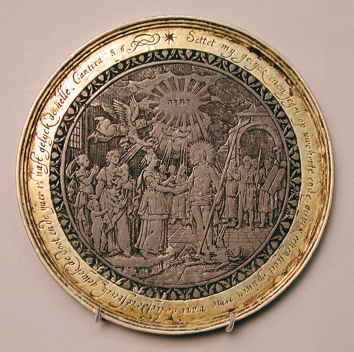 Wedding medallion, Silver, parcel-gilt, Dutch 