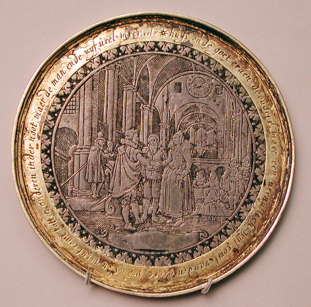 Wedding medallion, Silver, parcel-gilt, Dutch