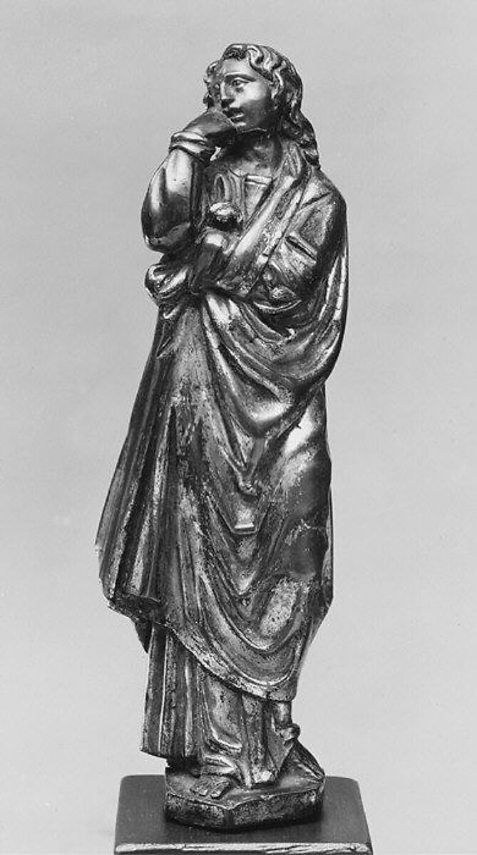 Saint John, Possibly Workshop of Neroccio de' Landi (Italian, Siena 1447–1500 Siena), Bronze, partially fire-gilt, Italian, Siena
