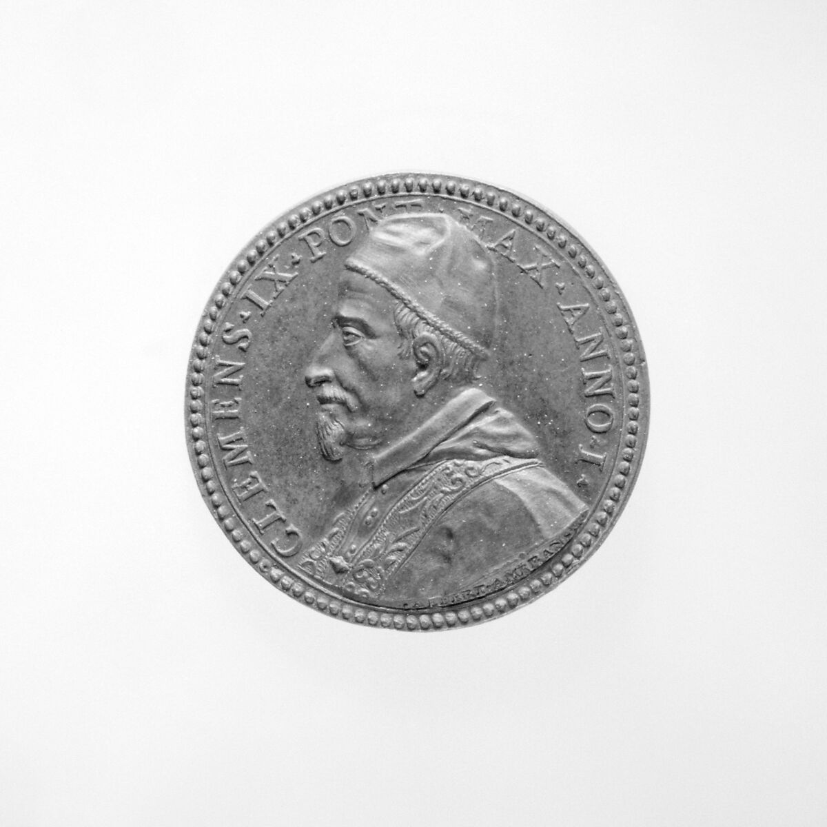 Clement IX (Pope, 1667–69), Medalist: Alberto Hamerani (Italian, 1620–1677), Bronze, brown patina, Italian, Rome 