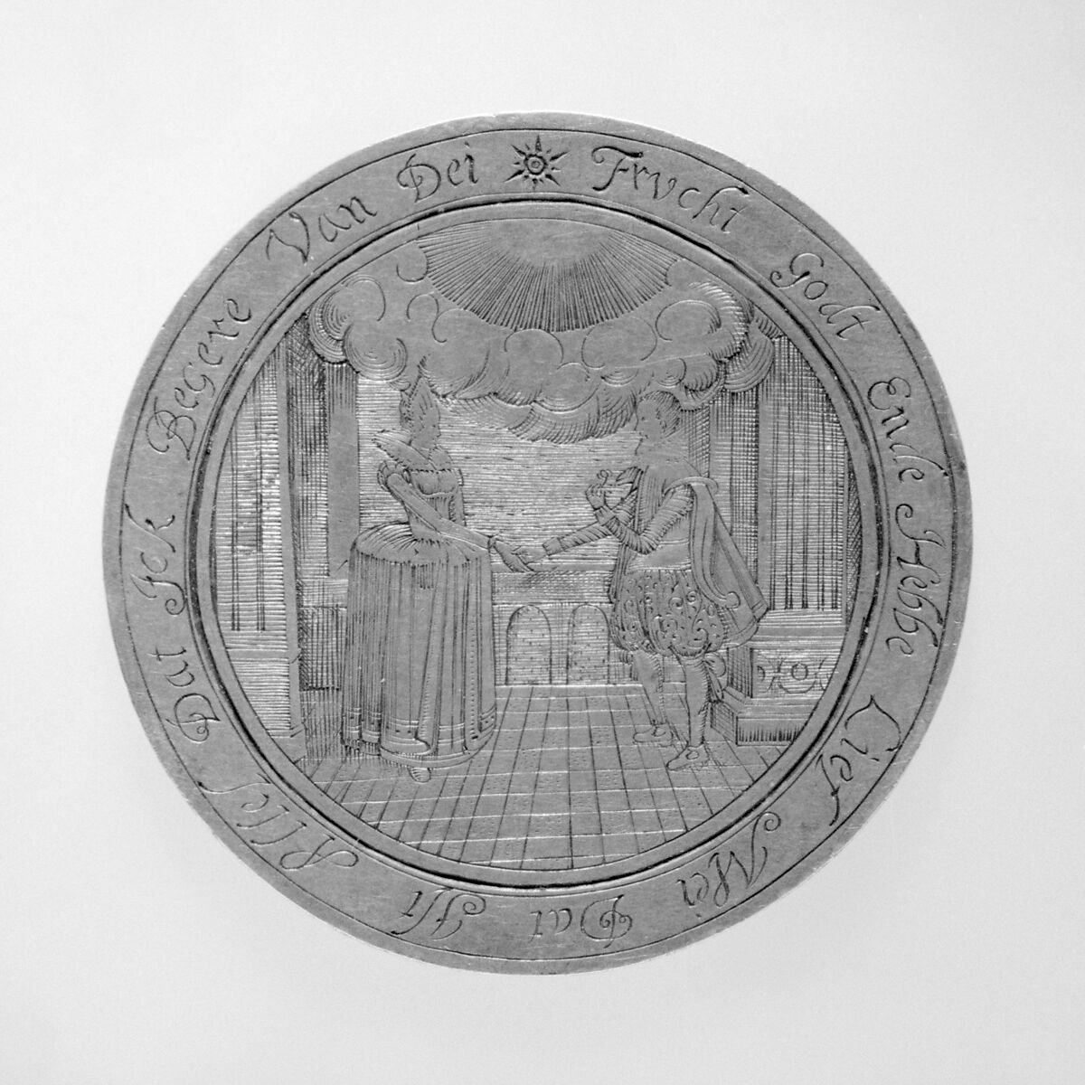 Wedding medallion, After a print by Heinrich Aldegrever (German, Paderborn ca. 1502–1555/1561 Soest), Silver, Dutch 