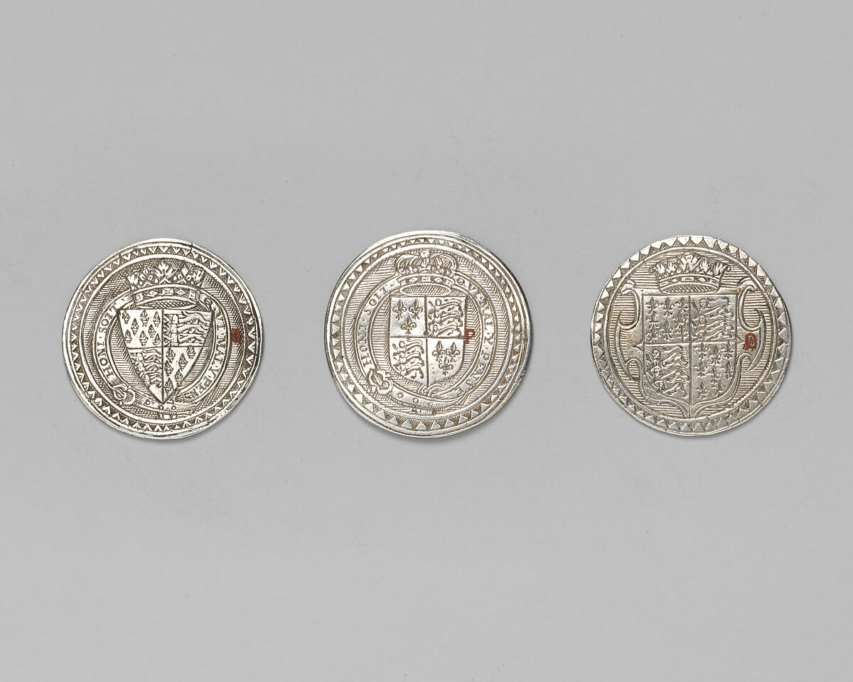 Counter box with set of thrity-three counters, Silver, British, London