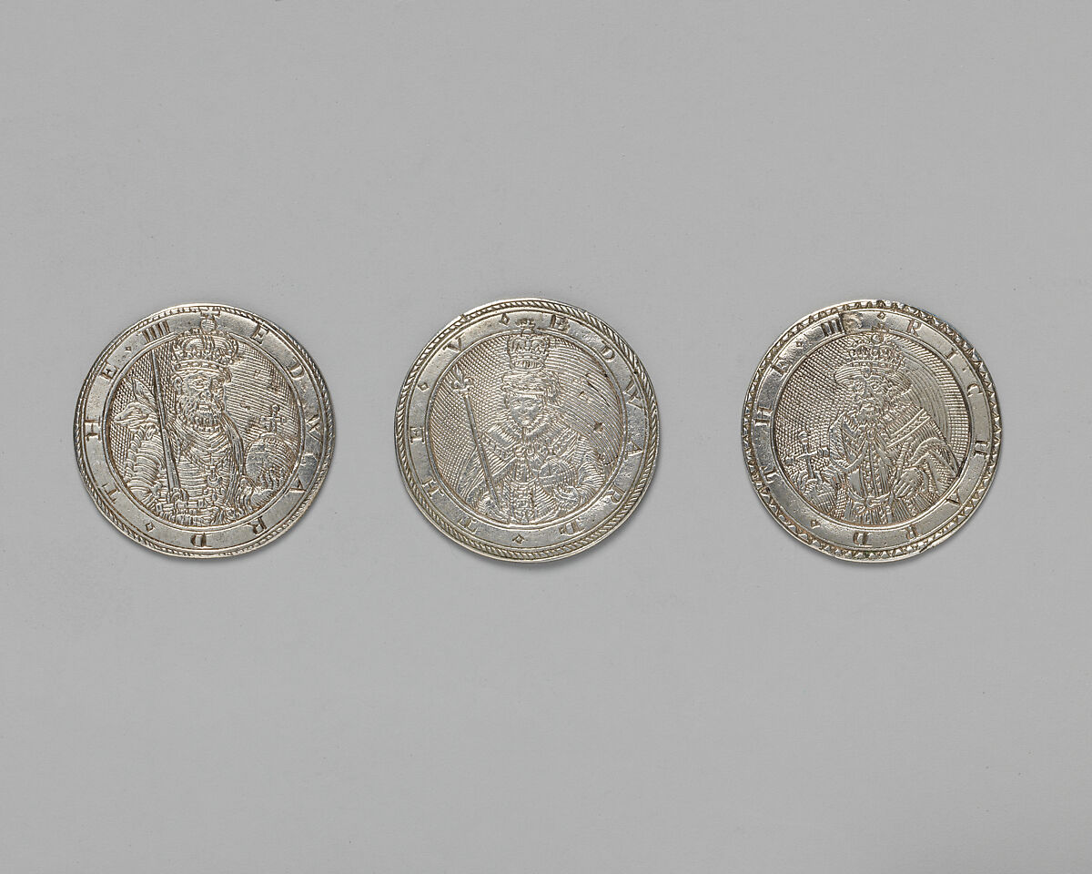 Counter box with set of thrity-three counters, Silver, British, London