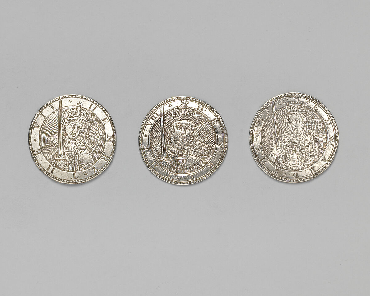 Counter box with set of thrity-three counters, Silver, British, London