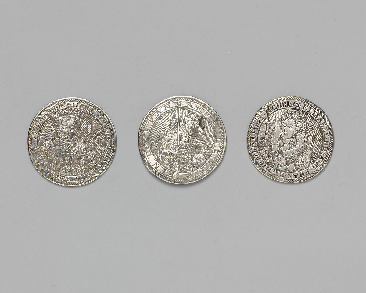 Counter box with set of thrity-three counters, Silver, British, London