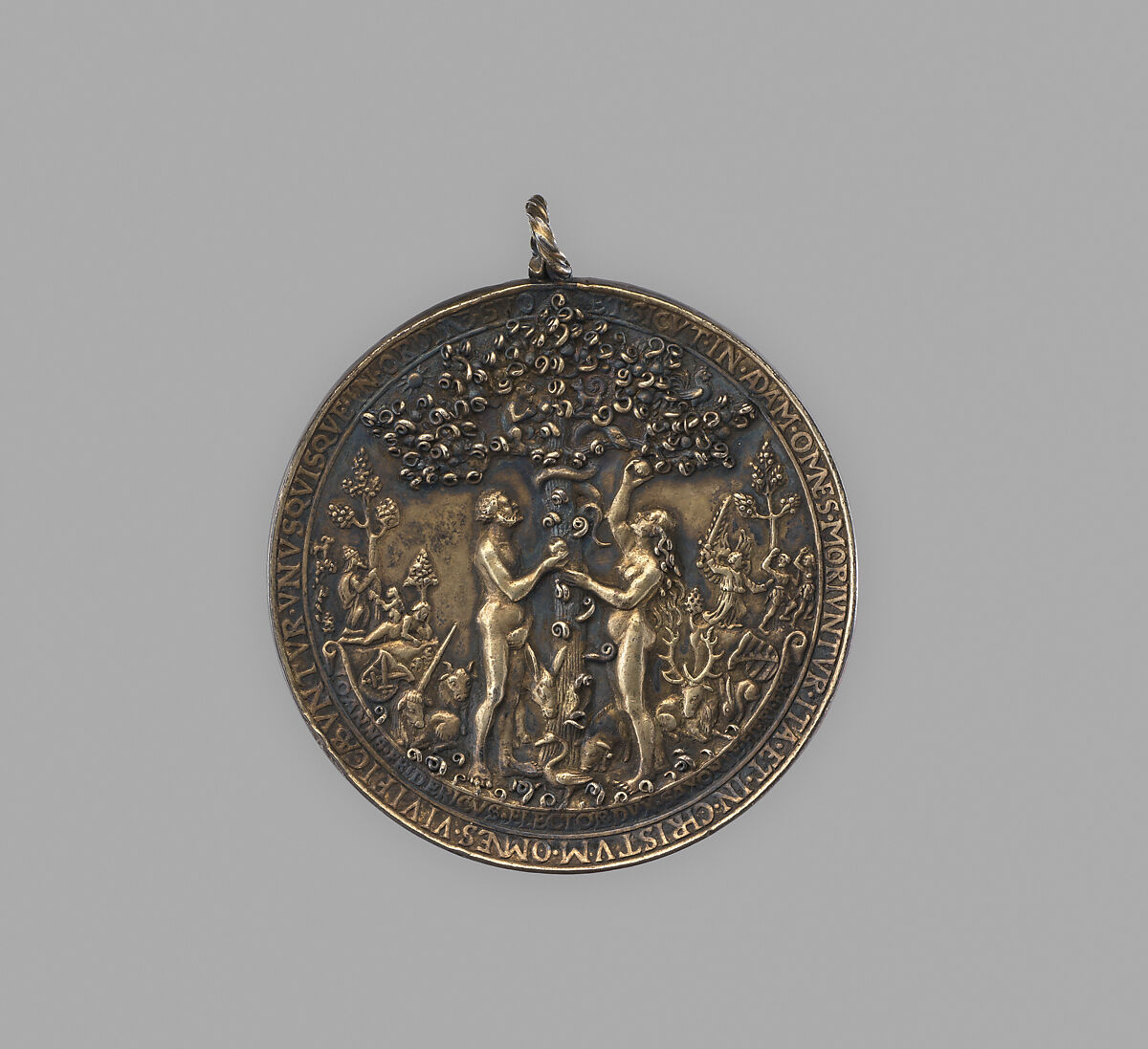 The Temptation of Adam and Eve and The Crucifixion, Medalist: Hans Reinhart the Elder (German, Dresden ca. 1510–1581 Leipzig), Silver, gilt, German, Saxony