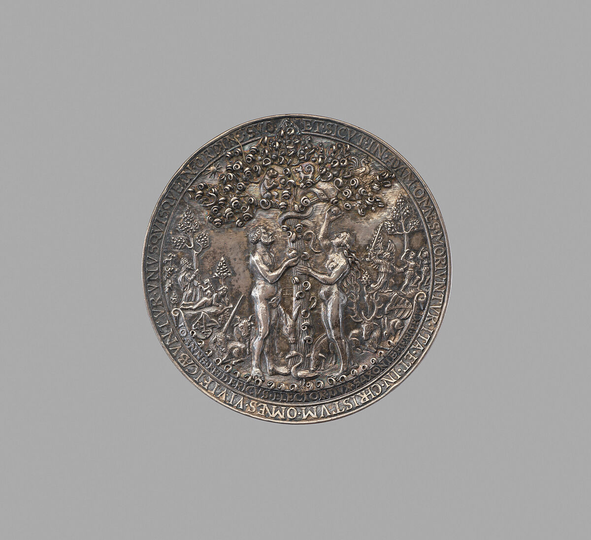 The Temptation of Adam and Eve and The Crucifixion, Medalist: Hans Reinhart the Elder (German, Dresden ca. 1510–1581 Leipzig), Silver, German, Saxony