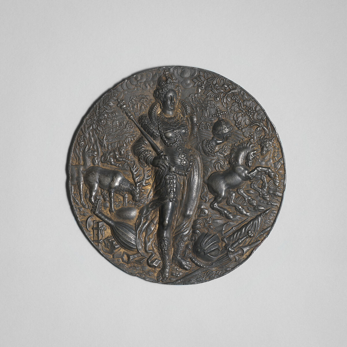 Personification of Europe, Lead, with traces of gilding, German 