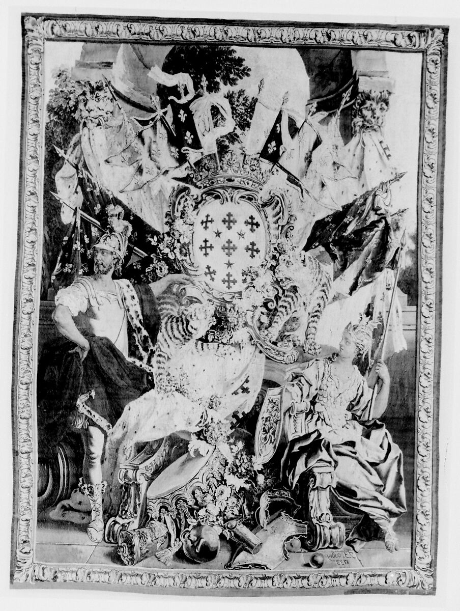 Arms of Joseph Marie, Second Duc de Boufflers, Designer: Jean-Baptiste Oudry (French, Paris 1686–1755 Beauvais), Wool, silk (21 warps per inch, 10 per cm.), French, Beauvais 