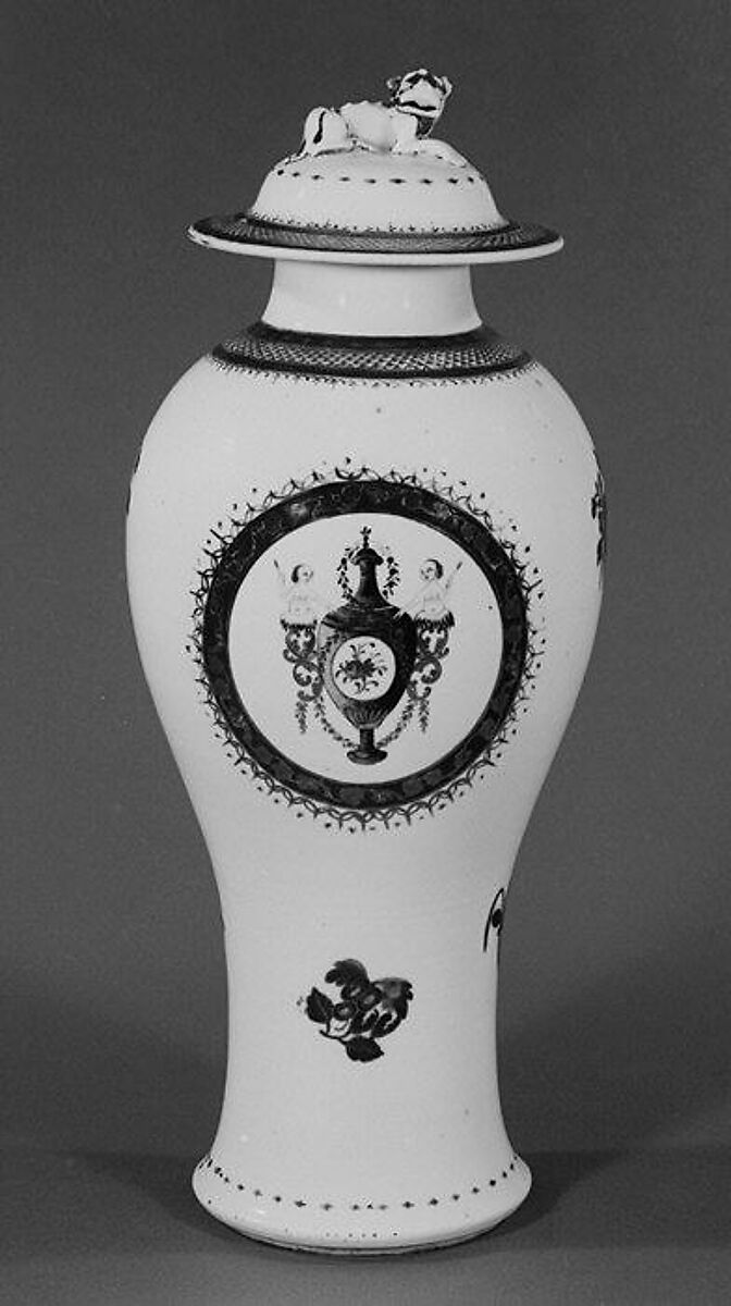 Vase with cover, Hard-paste porcelain, Chinese, for British or American market 