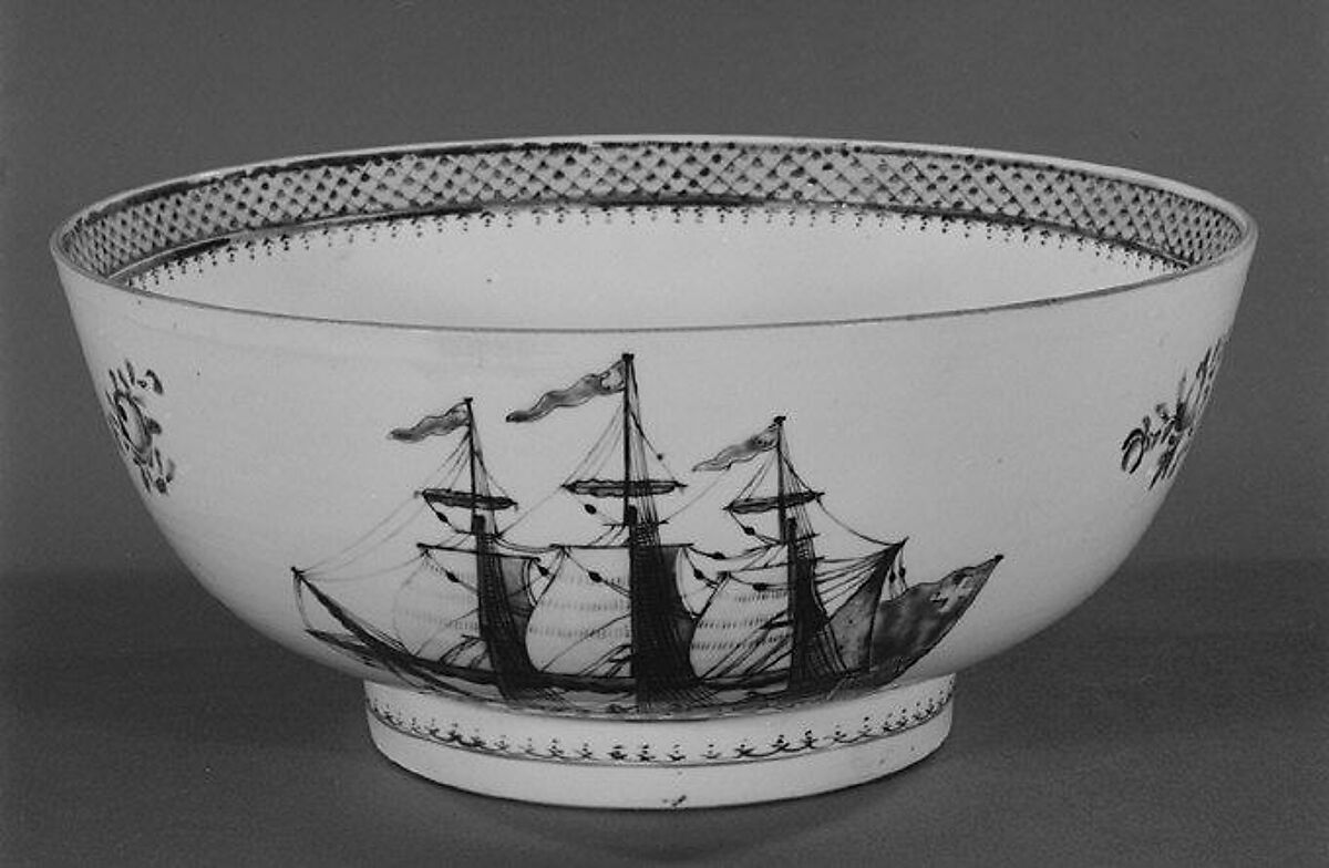 Punch bowl, Hard-paste porcelain, Chinese, for Swedish market 