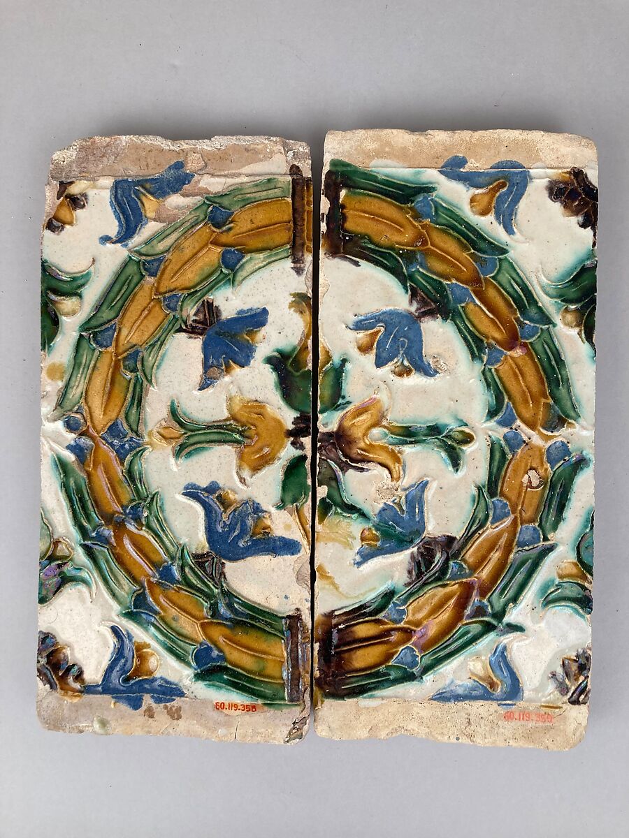 Ceiling tiles, Tin-glazed earthenware, Spanish, Seville 