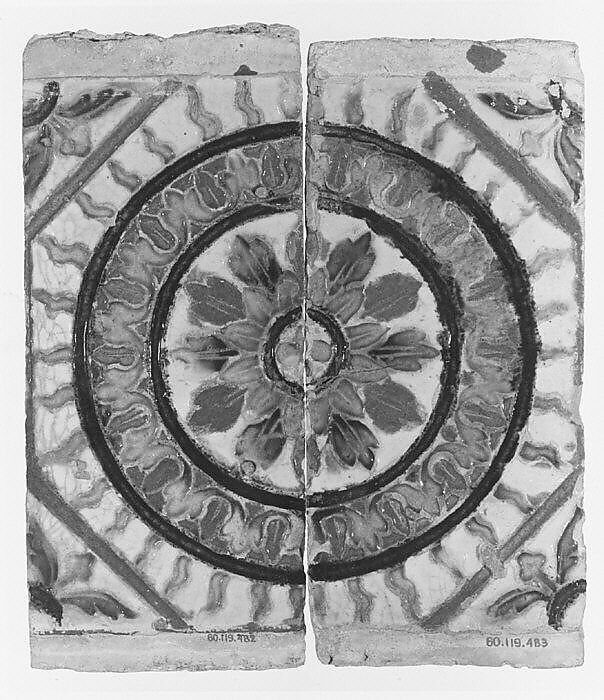 Ceiling tiles, Tin-glazed earthenware, Spanish, Seville