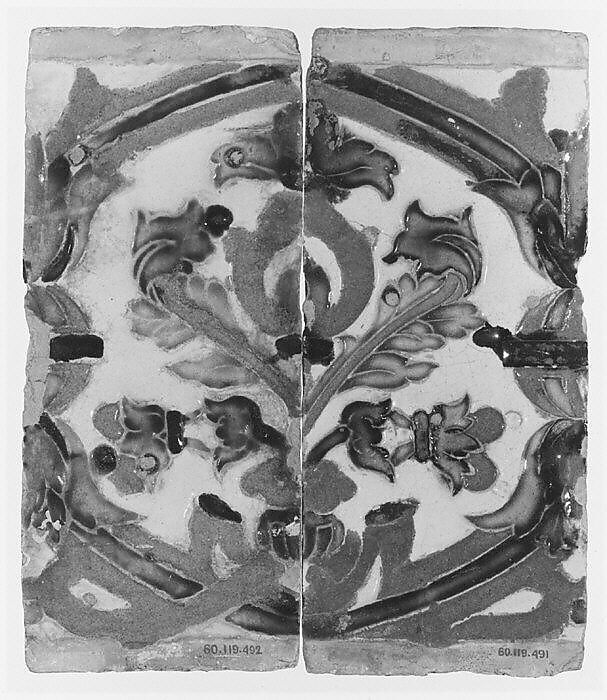 Ceiling tiles, Tin-glazed earthenware, Spanish, Seville