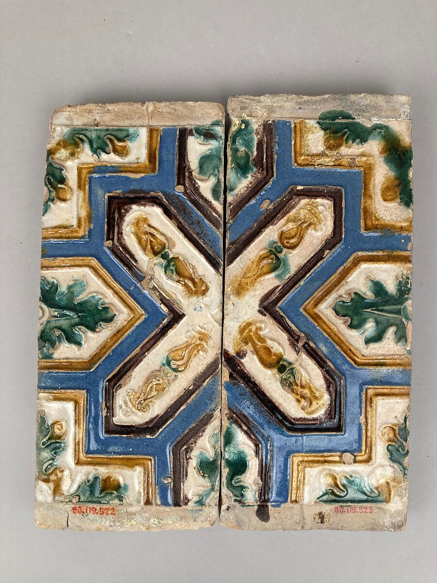 Ceiling tiles, Tin-glazed earthenware, Spanish, Seville 