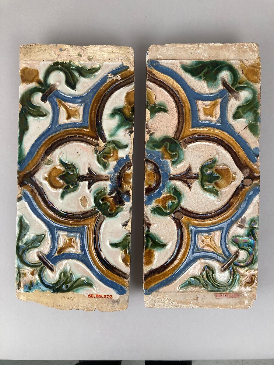 Ceiling tiles, Tin-glazed earthenware, Spanish, Seville 