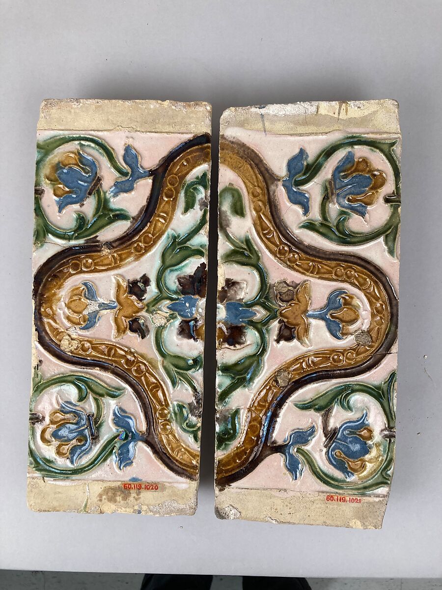 Ceiling tiles, Tin-glazed earthenware, Spanish, Seville 