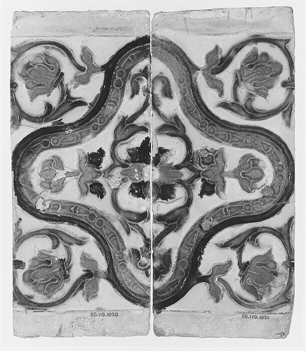 Ceiling tiles, Tin-glazed earthenware, Spanish, Seville