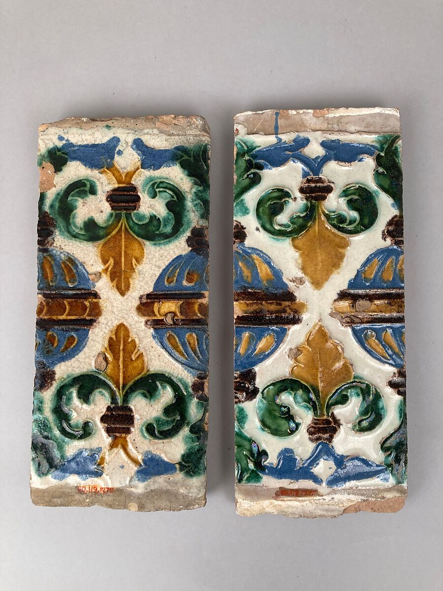 Ceiling tiles, Tin-glazed earthenware, Spanish, Seville 