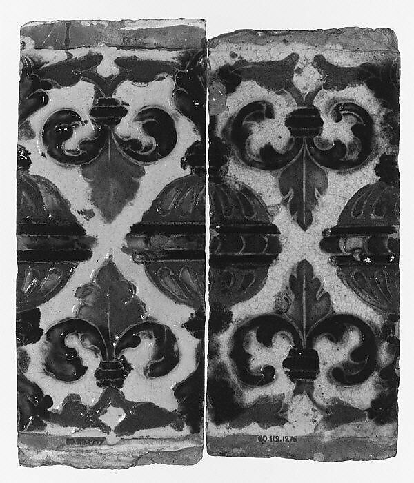 Ceiling tiles, Tin-glazed earthenware, Spanish, Seville