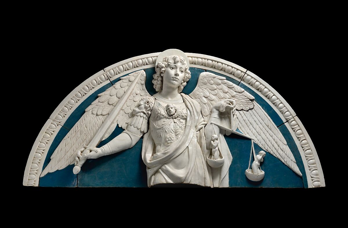 Saint Michael the Archangel, Andrea della Robbia (Italian, 1435–1525), Glazed terracotta, Italian, Florence 