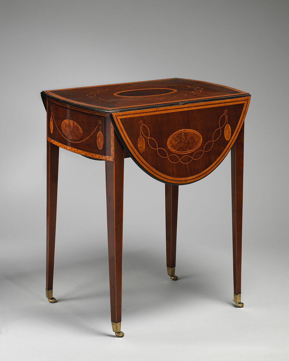 Pembroke table, Mahogany top, deal frame and drawer; veneered with mahogany, British 