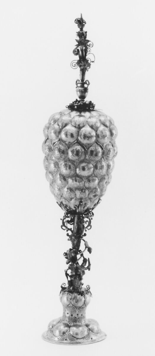 Pineapple cup with cover (Hanap), Caspar Beutmüller the Younger (working 1612–32), Silver, partly gilt, German, Nuremberg 