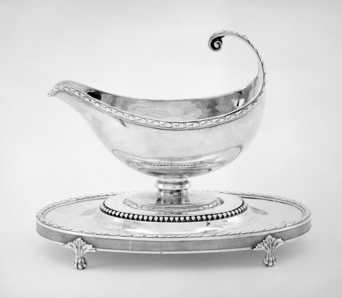 Sauceboat with stand (one of a pair), Silver, French 
