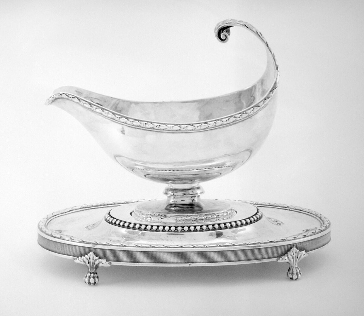 Sauceboat with stand (one of a pair), Silver, French 