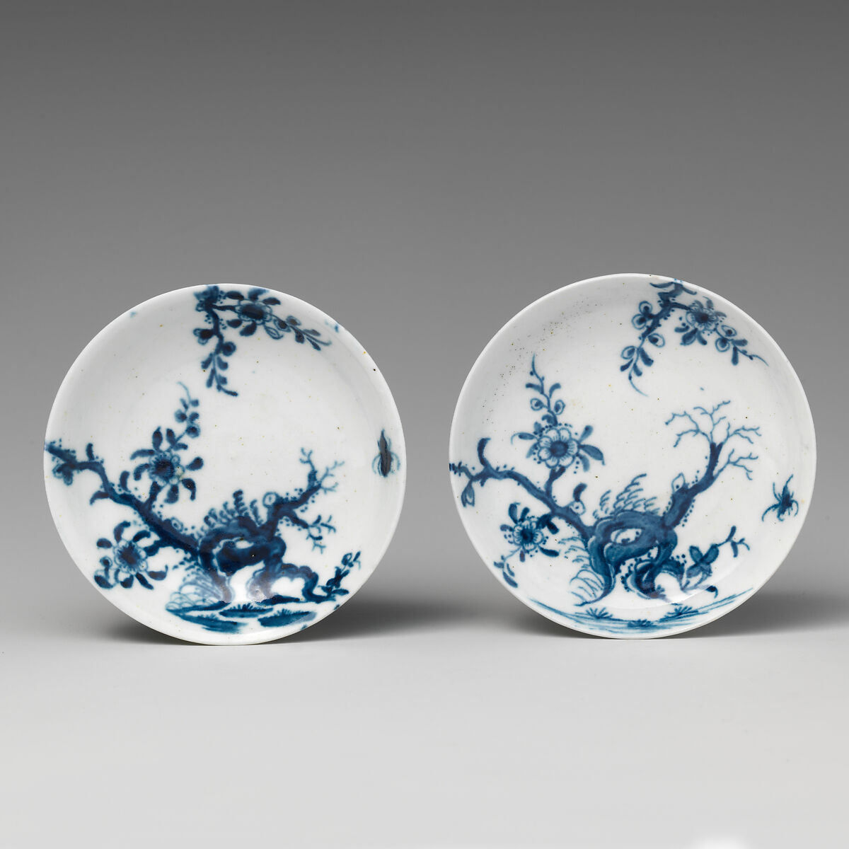 Two miniature dishes (part of a service), Worcester factory (British, 1751–2008), Soft-paste porcelain with underglaze blue, British, Worcester 