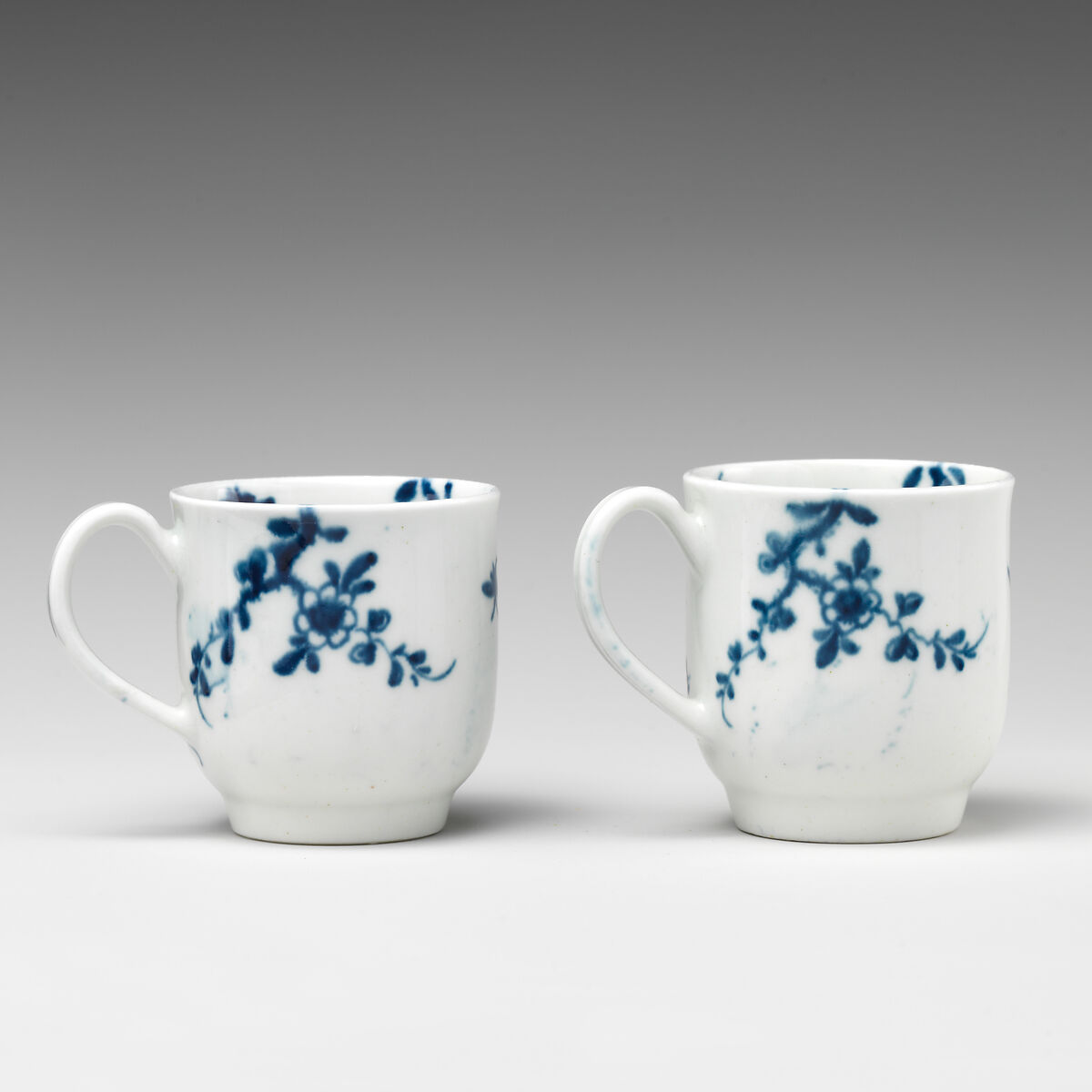 Two miniature cups (part of a service), Worcester factory (British, 1751–2008), Soft-paste porcelain with underglaze blue, British, Worcester