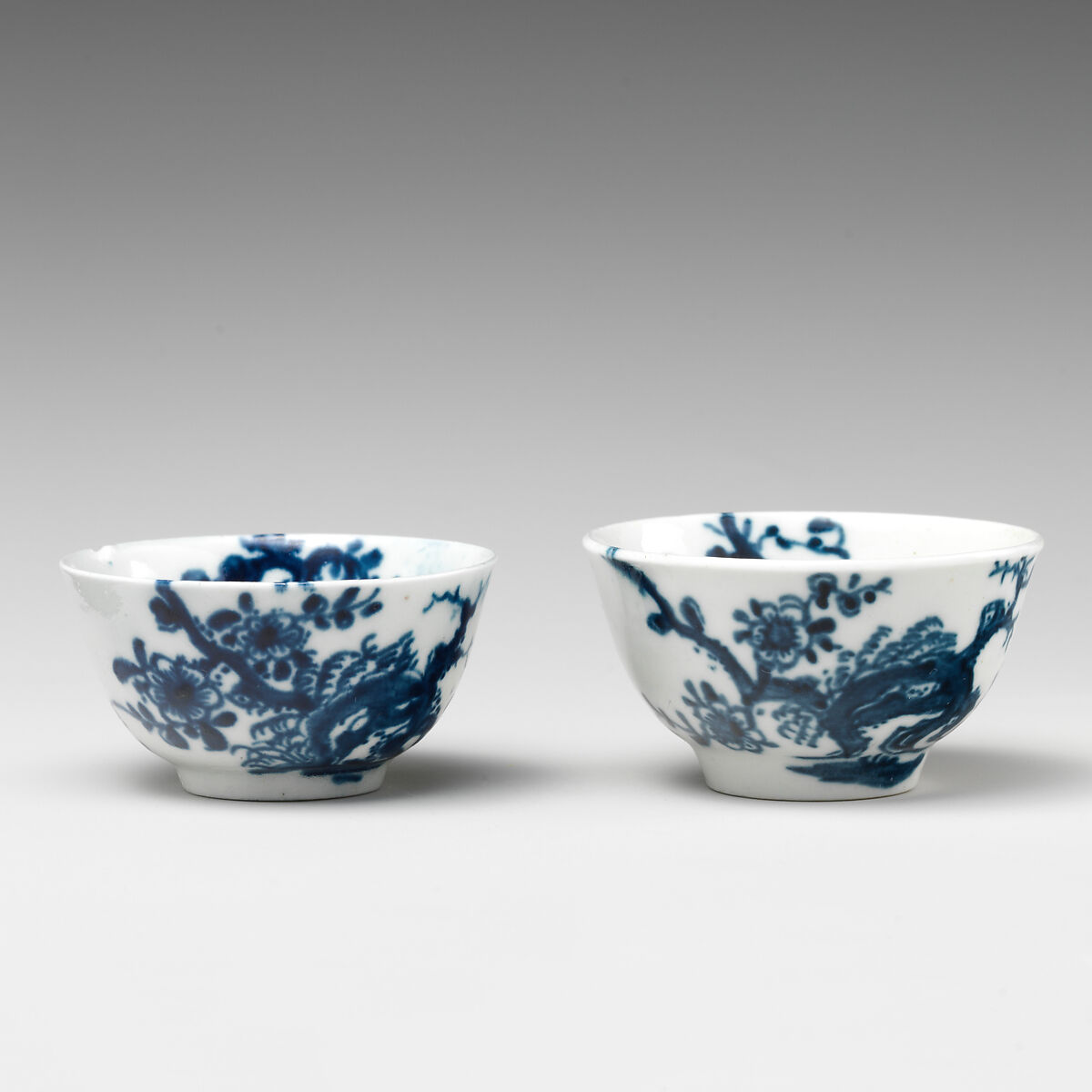 Two miniature bowls (part of a service), Worcester factory (British, 1751–2008), Soft-paste porcelain with underglaze blue, British, Worcester 