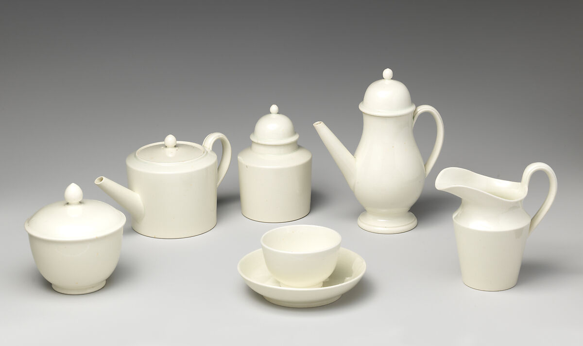 Miniature tea and coffee set, Soft-paste porcelain, British 