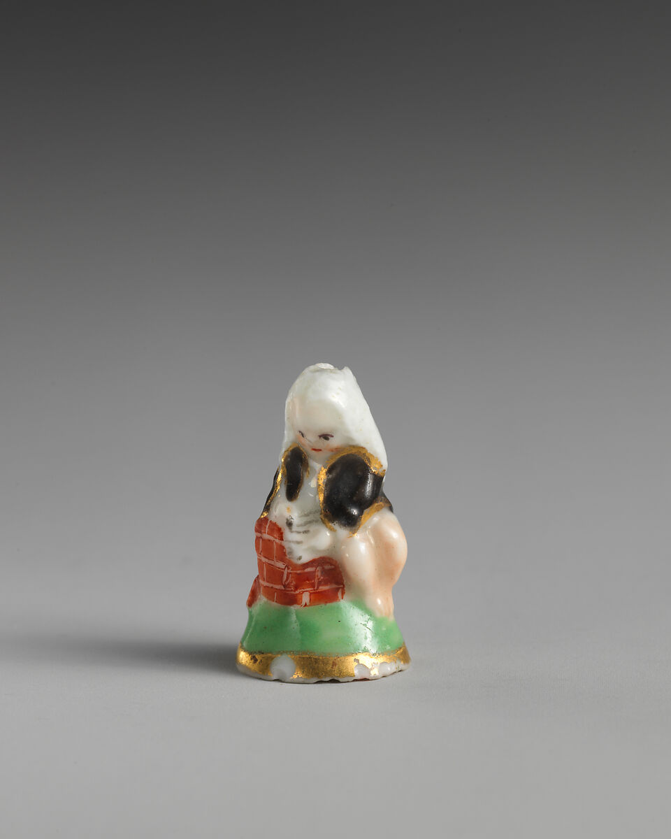 Miniature seal in the form of Cupid disguised as a barrister, Derby Porcelain Manufactory (British, Chelsea-Derby period, 1769–1784), Soft-paste porcelain, British, Chelsea-Derby 