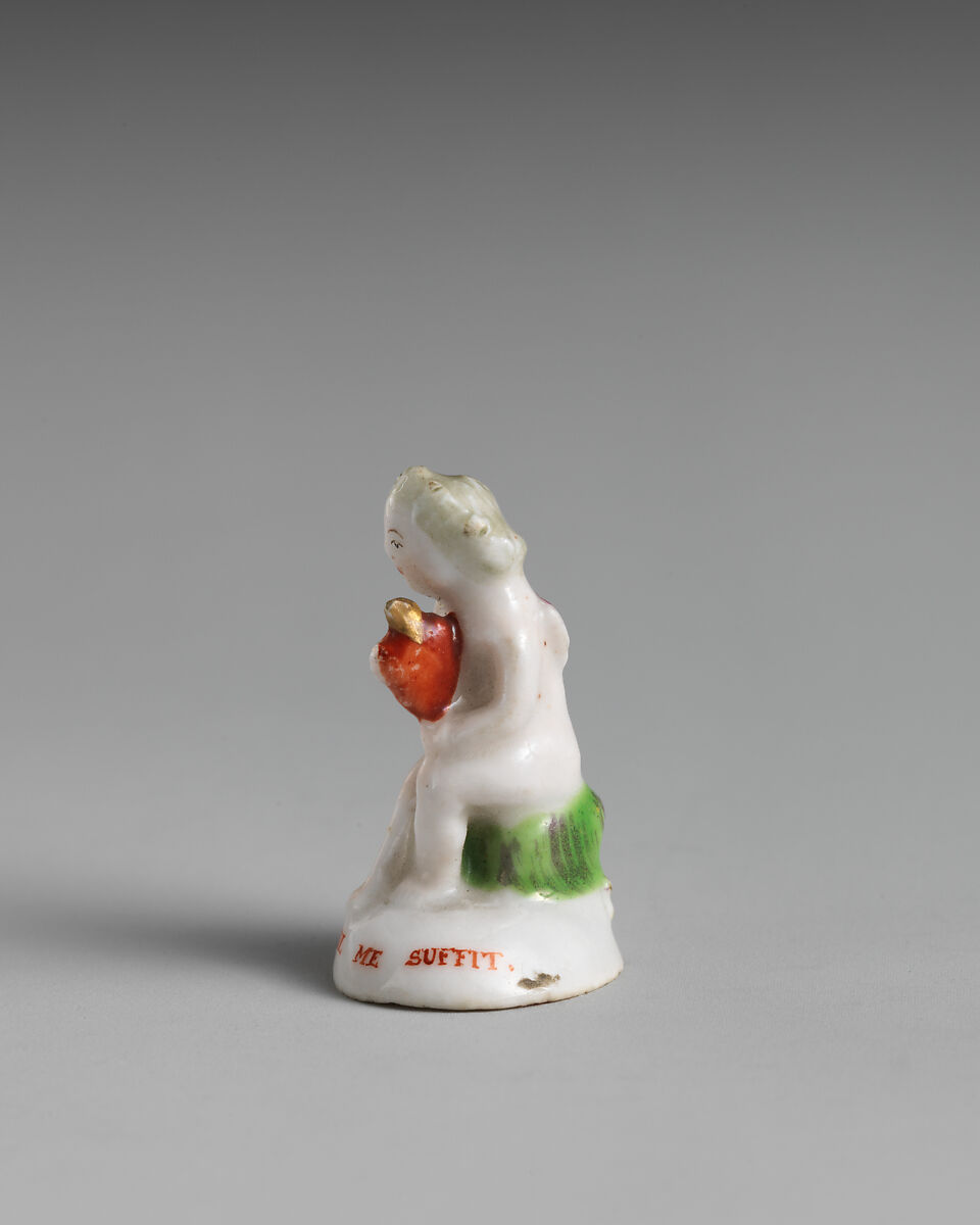 Miniature seal, Chelsea Porcelain Manufactory (British, 1745–1784, Transitional (Brown Anchor) Period, ca. 1758–1759), Soft-paste porcelain, British, Chelsea