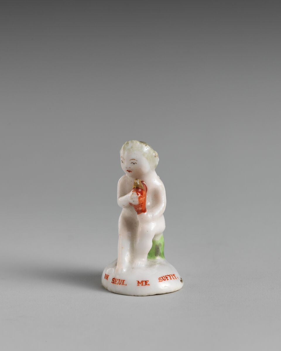 Miniature seal, Chelsea Porcelain Manufactory (British, 1745–1784, Transitional (Brown Anchor) Period, ca. 1758–1759), Soft-paste porcelain, British, Chelsea 