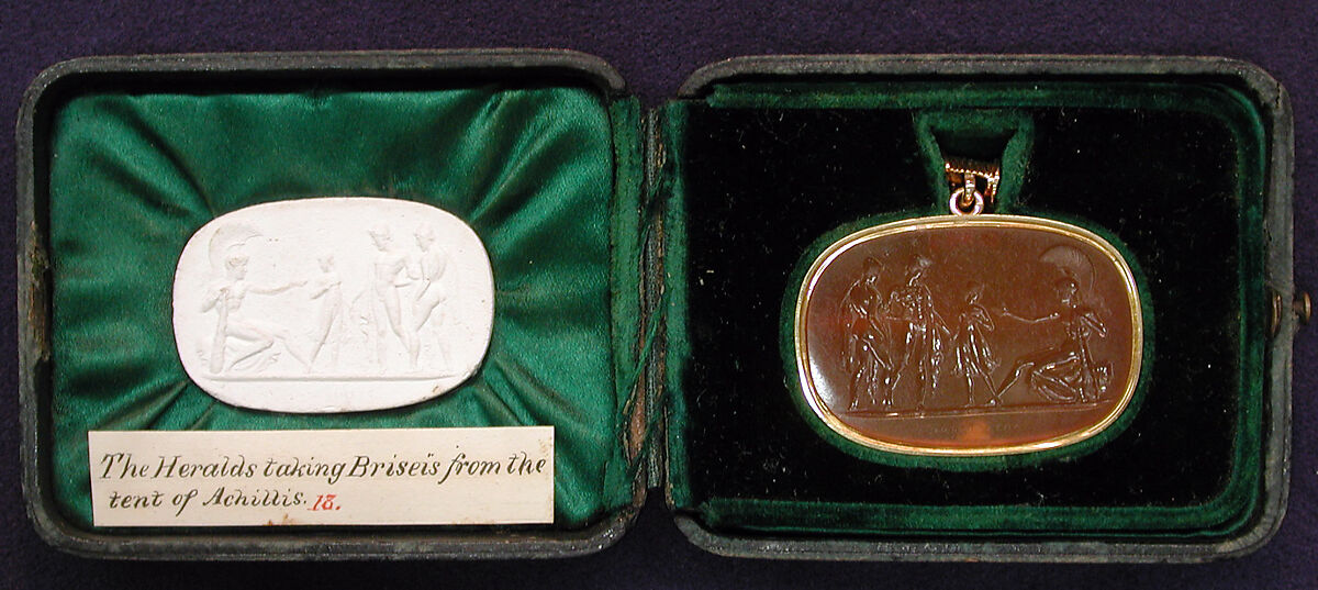 Theseus restoring Helen to the brothers Castor and Pollux, Carnelian and gold, probably Italian