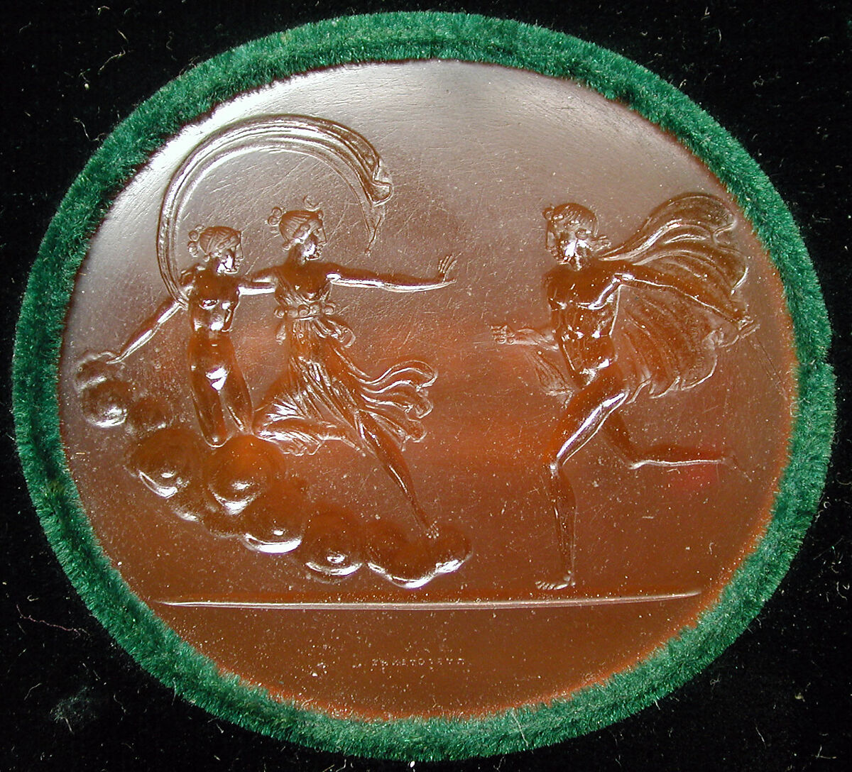 Diana protecting Erigone from the fury of Orestes, Carnelian, probably Italian 