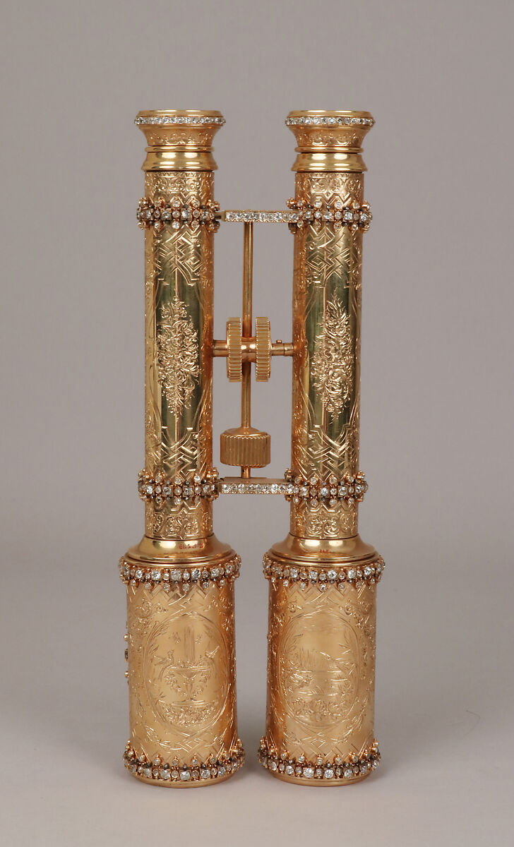 Field glasses, Gold (over brass), enamel, diamonds, British