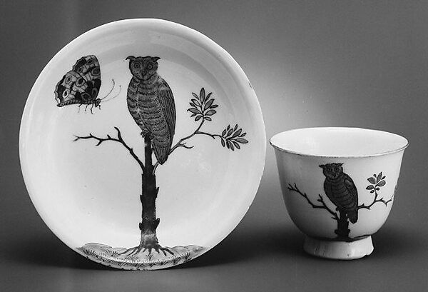 Cup and saucer, Hard-paste porcelain, Chinese with European decoration