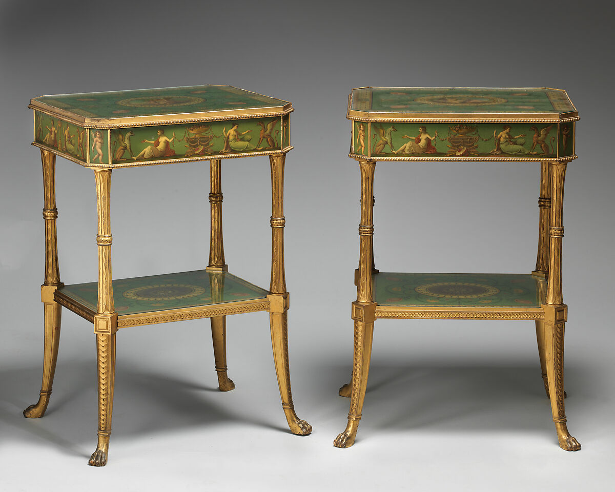 Pair of tables, Possibly James Stuart, Mahogany, oil glazes, British 