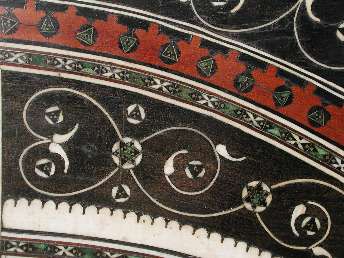 Chess and goose game board, Ebony, ebonized wood, ivory, horn, gold wire, Indian, Gujarat