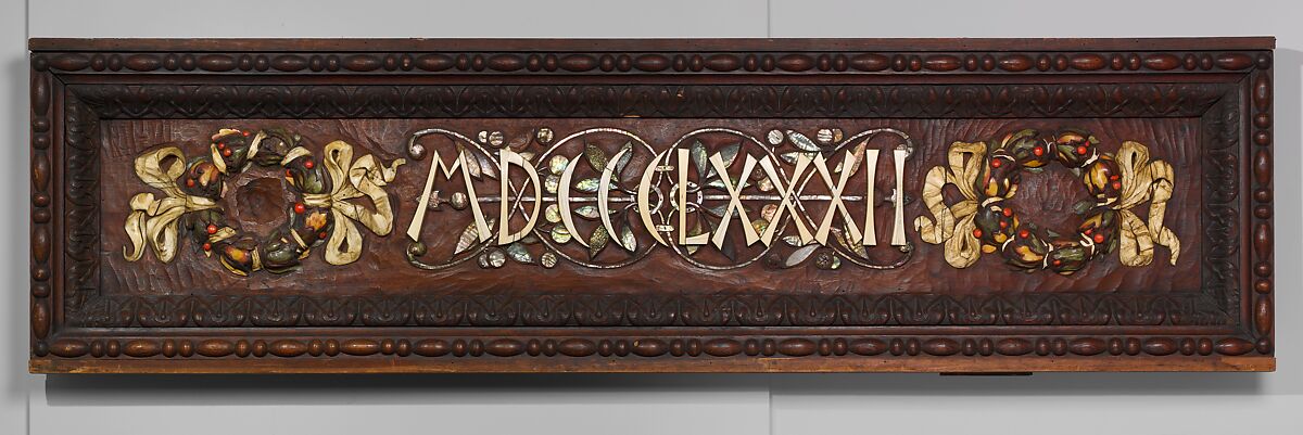 Vanderbilt Mantelpiece date panel, Mahogany, ivory, mother-of-pearl, and coral, American 