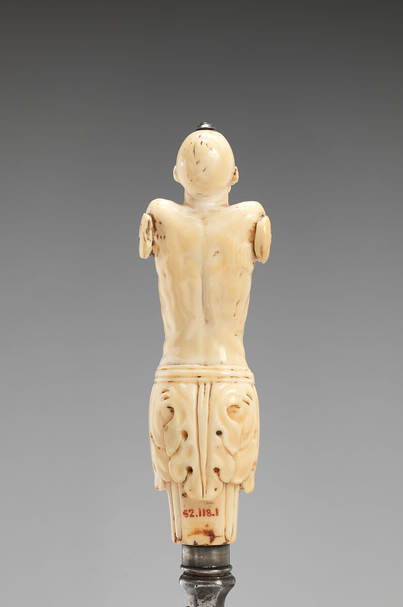 Carving knife with handle of nude male torso, Steel, ivory, probably Flemish