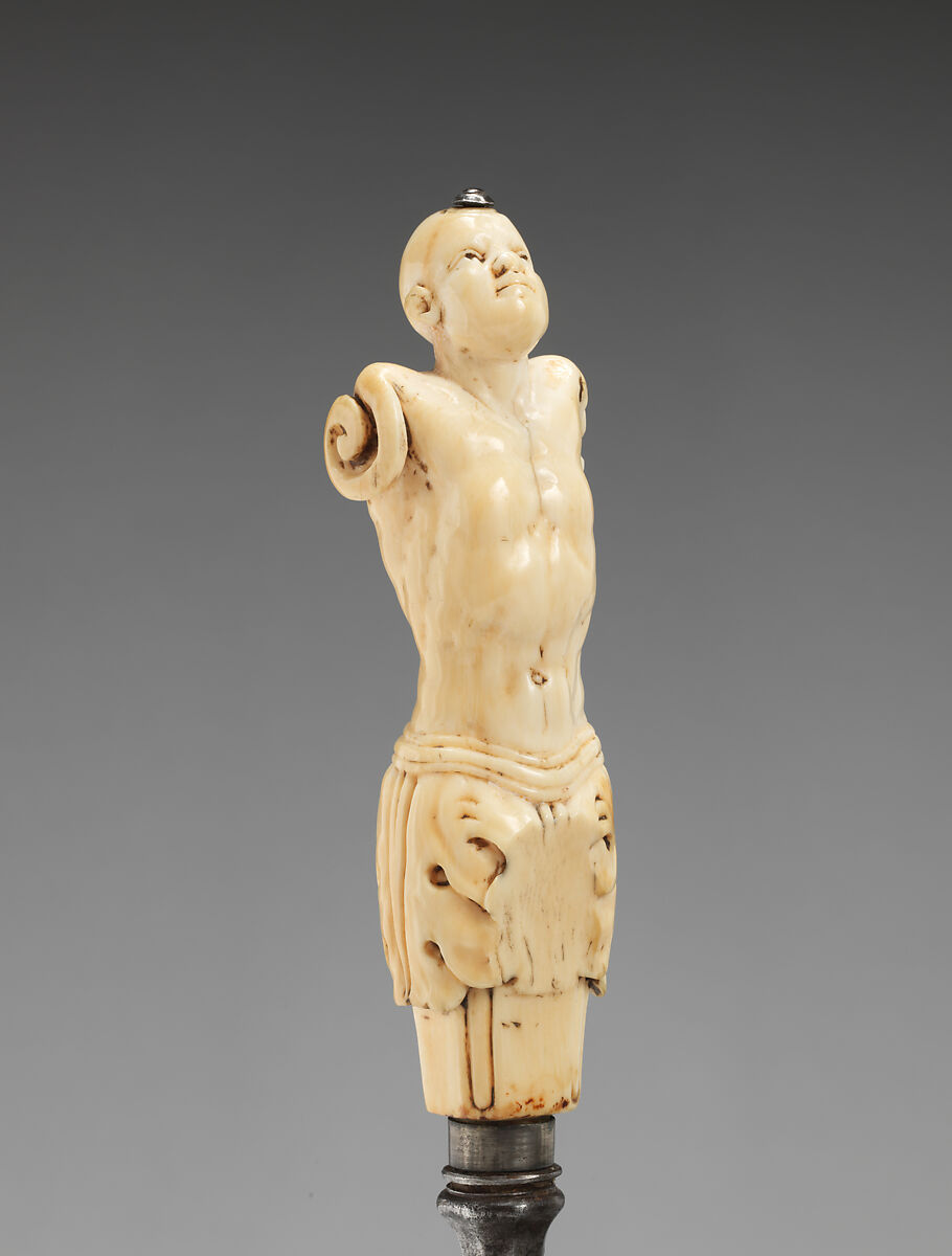 Carving knife with handle of nude male torso, Steel, ivory, probably Flemish